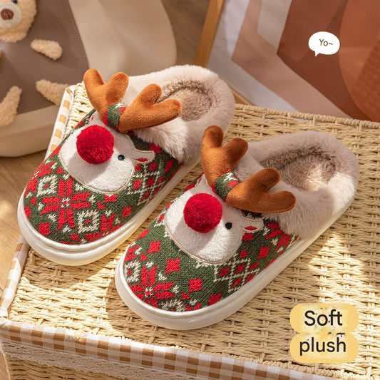 Christmas reindeer cotton slippers