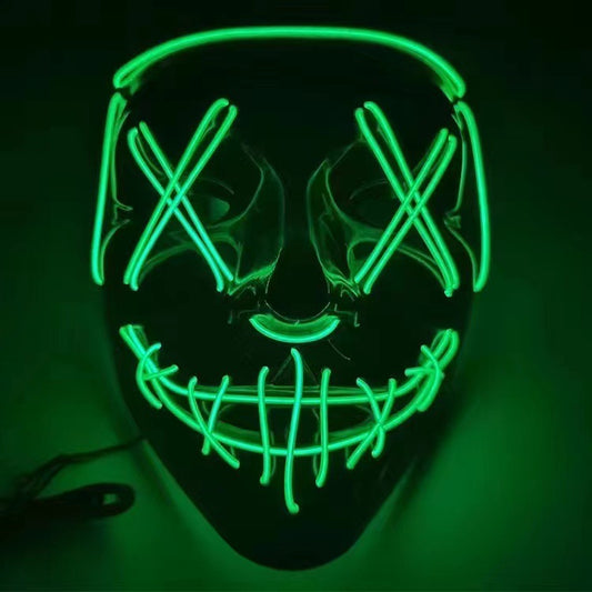 LED Glowing Black V-Shaped Mask,Cold Light Halloween Mask, Shuffle Dance Glowing Mask