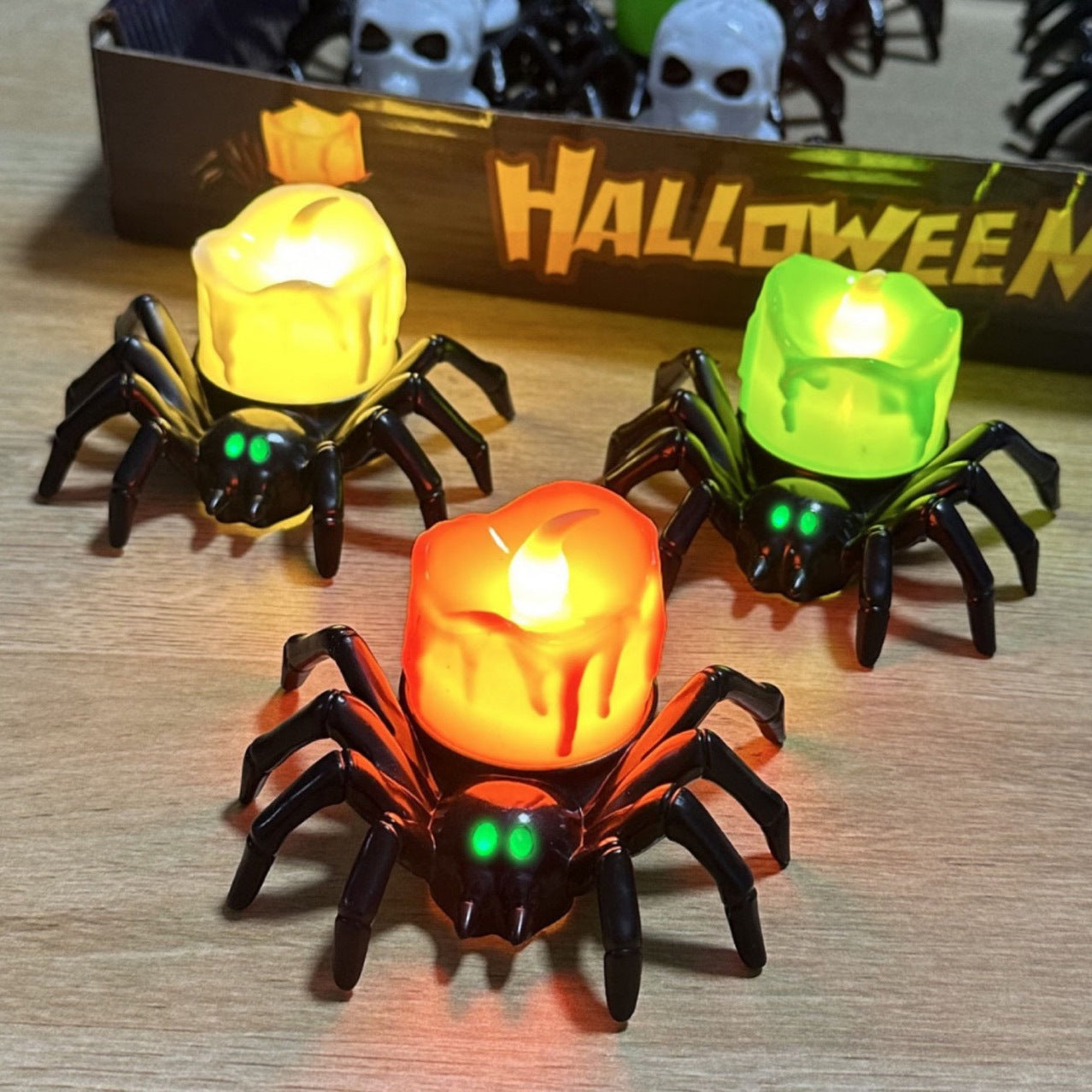 LED Halloween Electronic Candle Pumpkin Light /Spider Candle Light/Kids' Holiday Gift/Party Decoration/Festive Atmosphere Decor