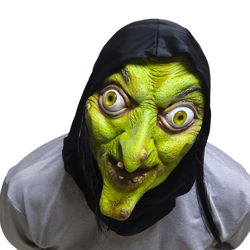 Halloween Horror Latex Masks: Scary Cosplay Props with Long Hair/Hood for Party & Decoration