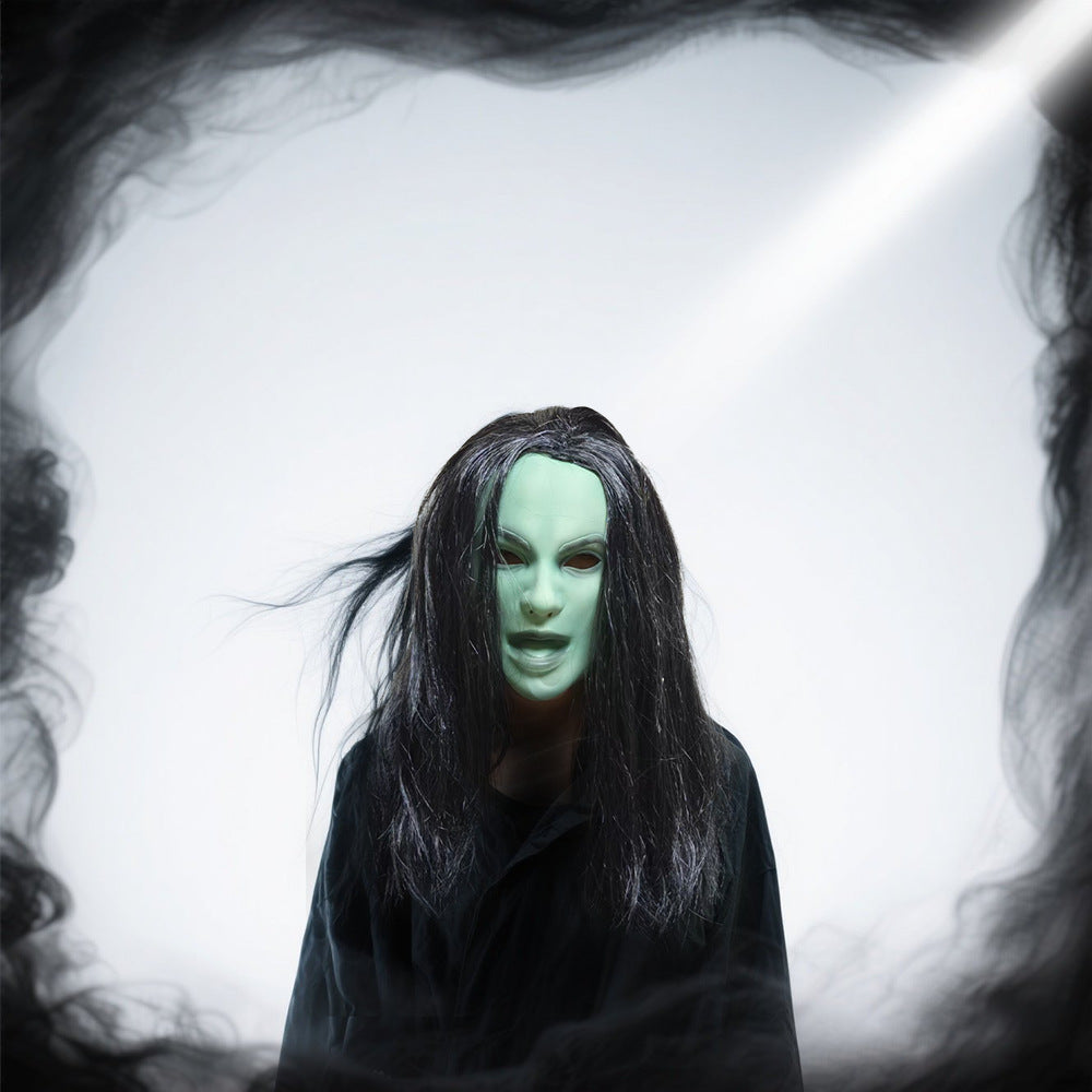 Halloween Horror Latex Masks: Scary Cosplay Props with Long Hair/Hood for Party & Decoration