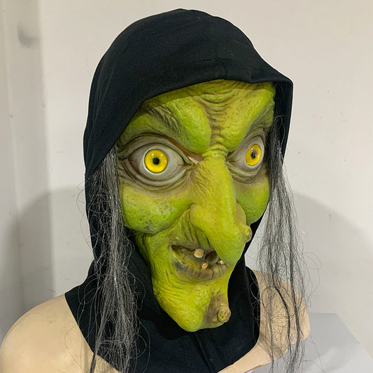 Halloween Horror Latex Masks: Scary Cosplay Props with Long Hair/Hood for Party & Decoration