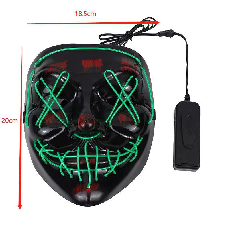 LED Glowing Black V-Shaped Mask,Cold Light Halloween Mask, Shuffle Dance Glowing Mask