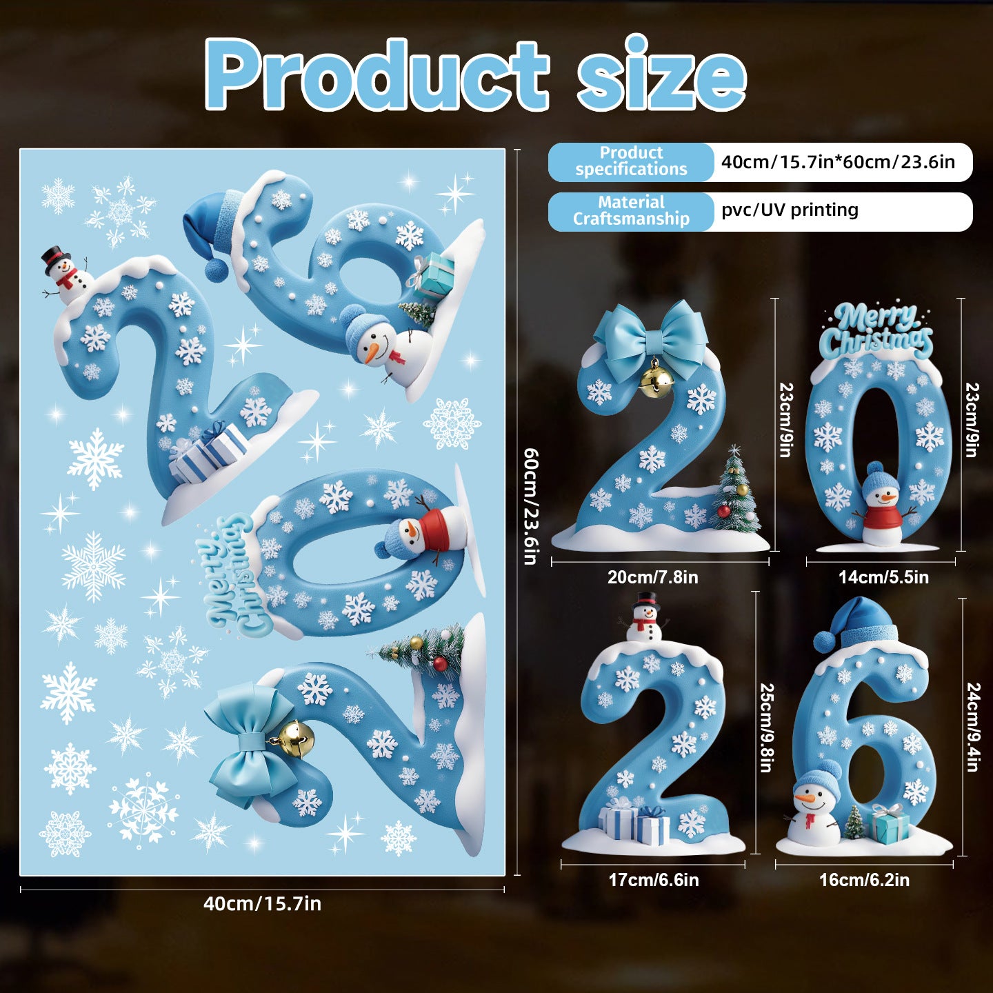 2026 Christmas Creative 3D Window Decals