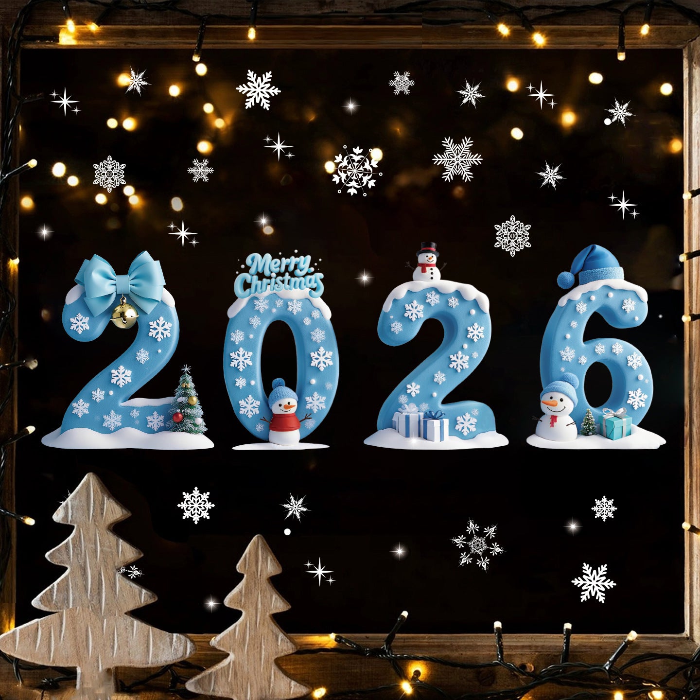 2026 Christmas Creative 3D Window Decals