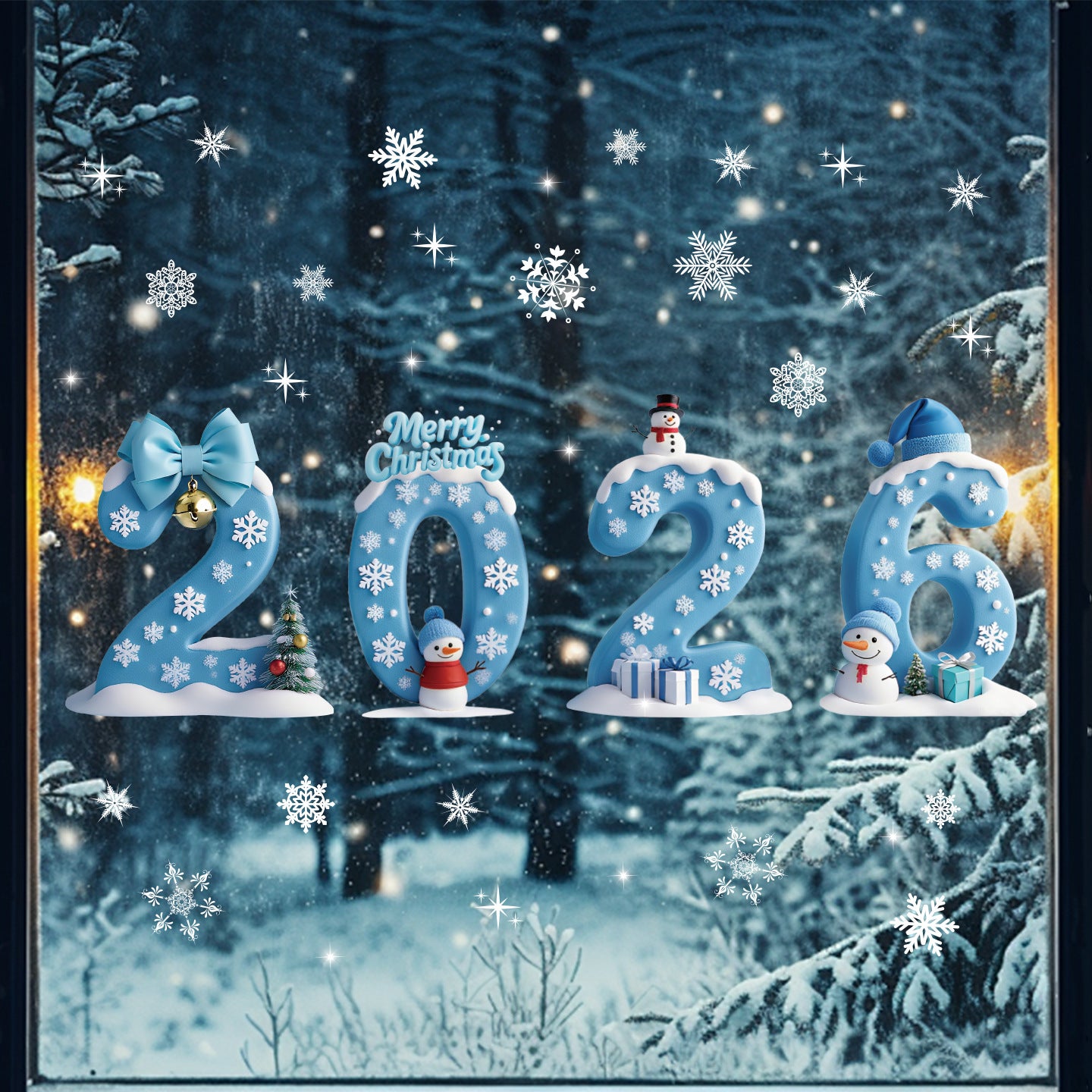 2026 Christmas Creative 3D Window Decals