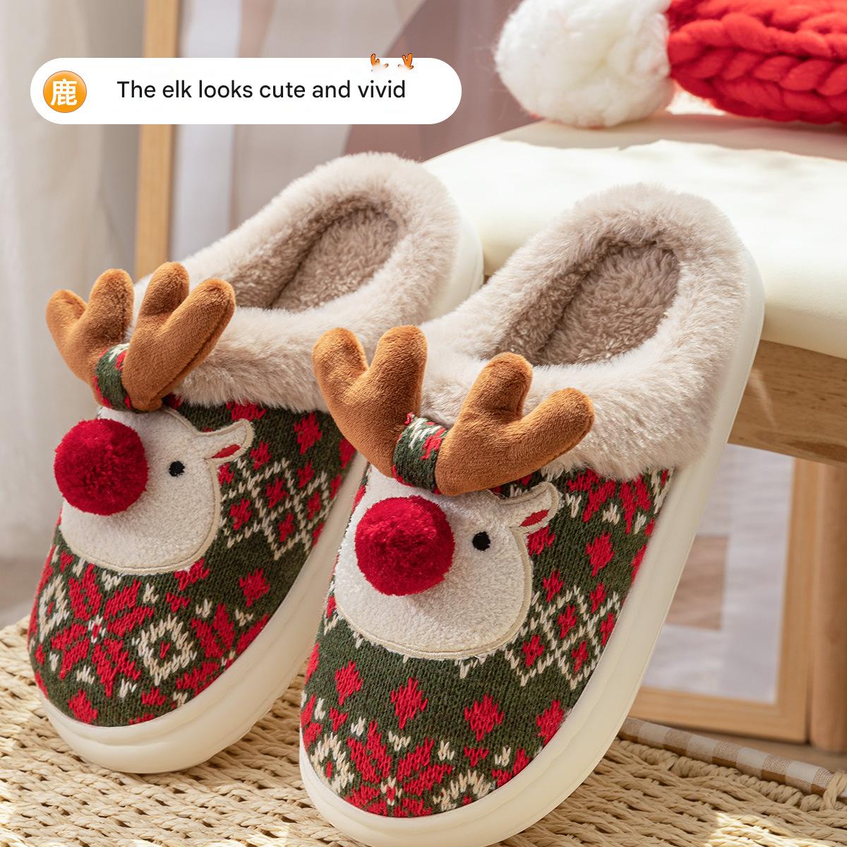 Christmas reindeer cotton slippers