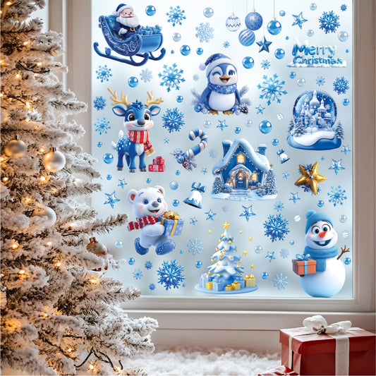 Santa Claus Static Cling Window Decals（blue）