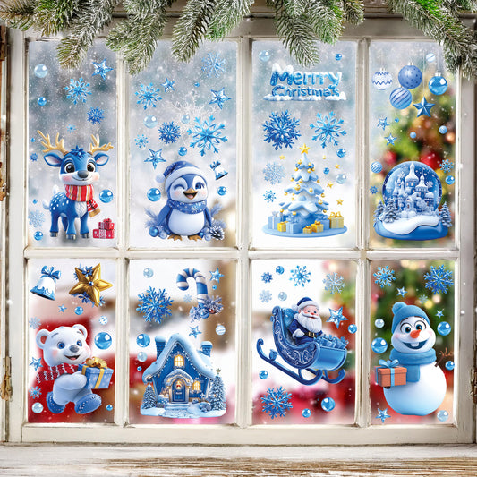 Santa Claus Static Cling Window Decals（blue）
