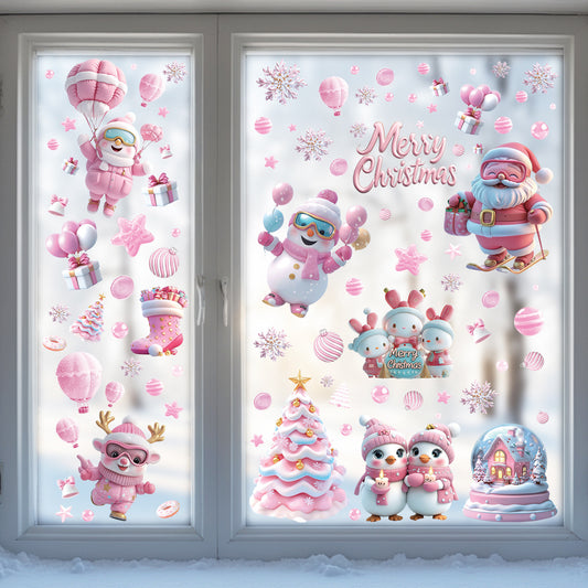Santa Claus Static Cling Window Decals（pink）
