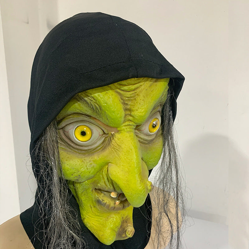Halloween Horror Latex Masks: Scary Cosplay Props with Long Hair/Hood for Party & Decoration