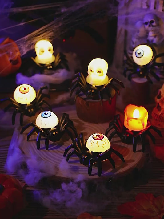 LED Halloween Electronic Candle Pumpkin Light /Spider Candle Light/Kids' Holiday Gift/Party Decoration/Festive Atmosphere Decor
